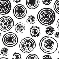 conception de toile de fond transparente motif dessiné à la main avec des cercles texturés abstraits à l'encre noire grunge, style scandinave minimaliste vecteur