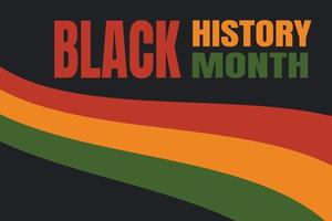 mois de l'histoire des noirs - célébration du patrimoine afro-américain aux états-unis. illustration vectorielle avec texte, ruban aux couleurs africaines traditionnelles - vert, rouge, jaune. carte de voeux, modèle de bannière