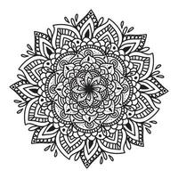 motif symétrique circulaire de mandala. motif oriental. ornement rond décoratif floral en contour noir. illustration vectorielle isolée sur fond blanc. imprimé arabe, indien. symbole du yoga.