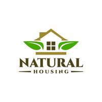 illustration d'une feuille et d'une maison. logo immobilier avec thème nature. vecteur