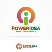 logo d'idée de puissance serti d'interrupteur d'énergie et de lettre i vecteur