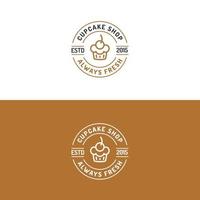 cupcake shop logo set style de ligne moderne vecteur