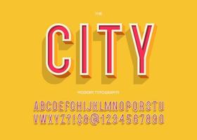 police de caractères moderne de la ville typographie 3d style coloré vecteur
