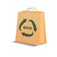 sac en papier shopping éco vecteur avec symbole de recyclage
