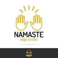 logo du studio de yoga namaste avec deux bras vecteur