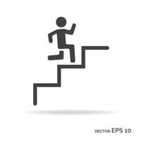 courir dans les escaliers homme contour icône couleur noire vecteur