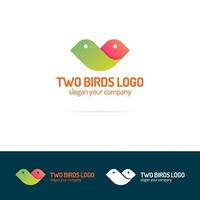 logo de deux oiseaux défini style de couleur moderne plat vecteur