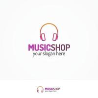 logo de magasin de musique serti de style de couleur plat pour casque