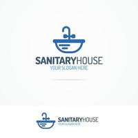 logo de maison sanitaire avec évier vecteur