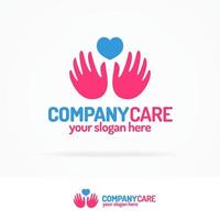 logo de soins de l'entreprise défini style de couleur plat composé de mains vecteur
