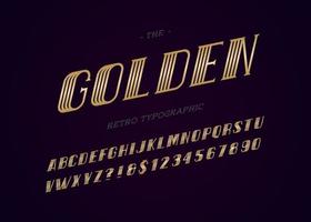 police dorée police de caractères moderne typographie rétro style coloré vecteur