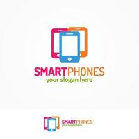 logo de smartphones serti de silhouette trois téléphones vecteur