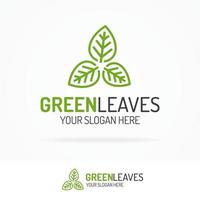 style de ligne de jeu de logo de feuilles vertes vecteur
