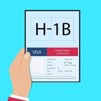 main tenir un passeport avec visa h1b vecteur