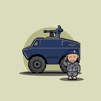 Hummer blindé de véhicule militaire mignon emblématique avec soldat vecteur