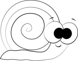 escargot de dessin animé mignon. dessiner une illustration en noir et blanc vecteur