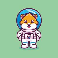 mignon hamster astronaute debout vecteur de dessin animé, concept de science animale isolé vecteur premium