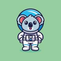 mignon koala astronaute debout vecteur de dessin animé, concept de science animale isolé vecteur premium