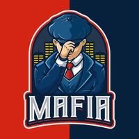 modèle de logo de personnage de mascotte de gangster mafieux vecteur