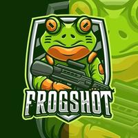 modèle de logo esport mascotte armée grenouille vecteur