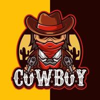 modèle de logo de personnage de mascotte de cow-boy vecteur