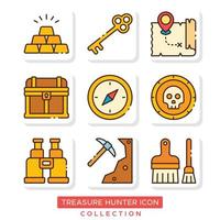 jeu d'icônes de chasseur de trésor vecteur