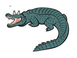 heureux, dessin animé, crocodile, sourire large vecteur