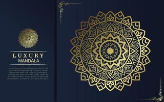 fond de mandala de luxe avec motif arabesque doré style oriental islamique arabe. mandala décoratif pour impression, affiche, couverture, brochure, dépliant, bannière. vecteur