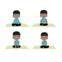 enfant, méditation, pose, yoga, concept