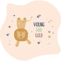 carte de bébé animaux mignons de dessin animé avec texte vecteur