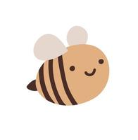jolie abeille scandinave amicale. dessin animé heureux abeille volante avec de grands yeux gentils. caractère d'insecte. vecteur de bébé isolé sur blanc
