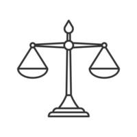 icône linéaire des échelles de justice. illustration de la ligne mince. égalité. jugement. symbole de contour. dessin de contour isolé de vecteur