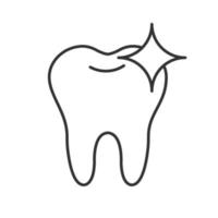 icône linéaire de dent brillante saine. blanchissement dentaire. illustration de la ligne mince. dent qui brille. symbole de contour. dessin isolé de vecteur