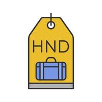 icône de couleur d'étiquette de bagage de voyage. étiquette bagage avec code aéroport. illustration vectorielle isolée vecteur