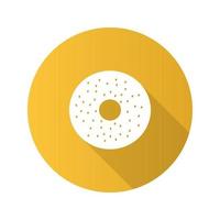 icône de glyphe d'ombre longue à motif plat de bagel. Donut. illustration vectorielle silhouette vecteur