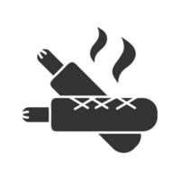 icône de glyphe de hot-dogs français. saucisses en pâte. symbole de la silhouette. espace négatif. illustration vectorielle isolée vecteur