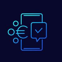 icône de ligne de paiement mobile avec euro, vecteur