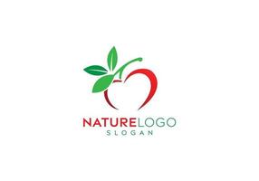 création vectorielle de logo de feuille de fruits de pomme, logo de feuille fraîche, création de logo de pomme, création de logo vectoriel d'aliments naturels