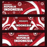 ensemble de bannières dirgahayu republik indonésie vecteur