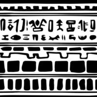 bordure blanche noire égyptienne, motif vectoriel tribal abstrait répété sans couture, effet vieilli à l'encre. l'illustration contient des rectangles, des éléments éclaboussures dessinés à la main, des formes, de la géométrie