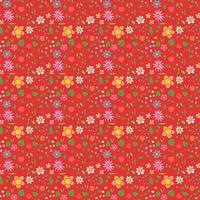 motif vectoriel floral harmonieux et coloré. vecteur de doodle avec motif floral sur fond rouge. motif floral vintage
