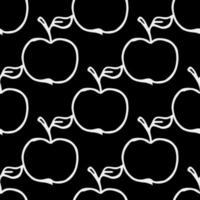 motif pommes. motif de doodle sans couture avec des pommes. illustration vectorielle noir et blanc avec des pommes vecteur