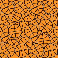 motif de doodle sans couture avec ballon de basket. illustration vectorielle avec ballon de basket sur fond orange vecteur