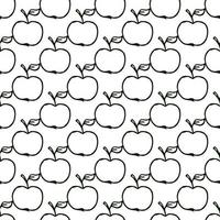 motif pommes. motif de doodle sans couture avec des pommes. illustration vectorielle noir et blanc avec des pommes vecteur