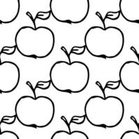 motif pommes. motif de doodle sans couture avec des pommes. illustration vectorielle noir et blanc avec des pommes vecteur