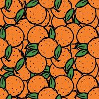 modèle sans couture avec des icônes oranges. fond orange coloré. illustration vectorielle de doodle avec des fruits vecteur