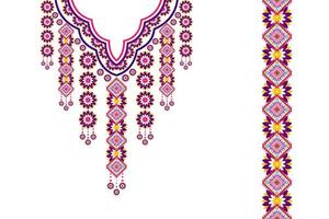 conception de vecteur de broderie d'encolure. tapis en tissu ethnique aztèque ornements de mandala collier textile. tribal boho natif décolleté traditionnel broderie vecteur fond