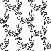 modèle vectoriel floral sans soudure. vecteur de doodle avec ornement floral sur fond blanc. décor floral vintage, fond d'éléments doux pour votre projet, menu, boutique de café