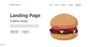 design concept food shop burger landing page site web - vecteur