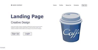 concept de conception de café de page de destination de site Web - vecteur